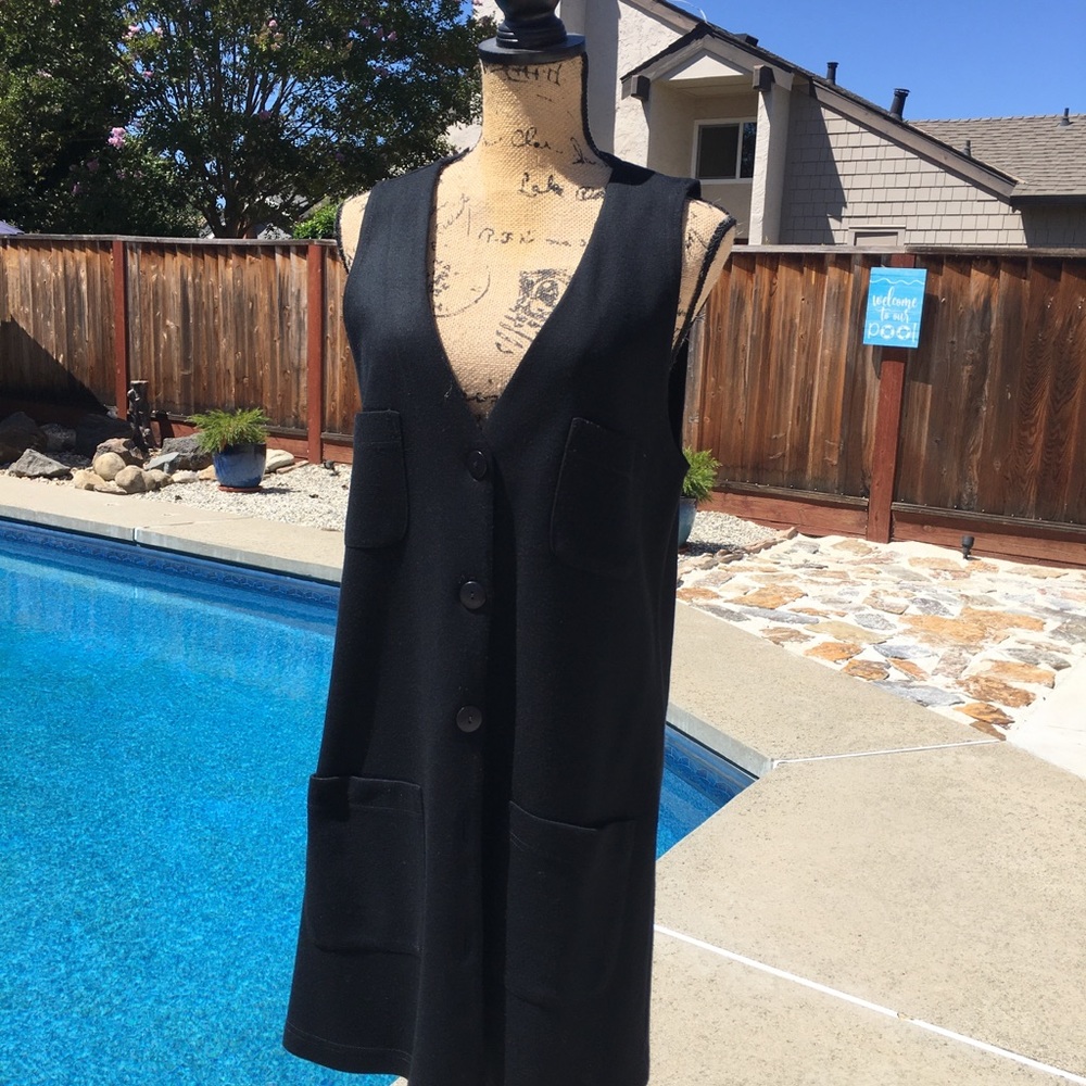 Black button up casual dress.